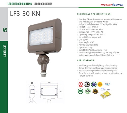 Westgate Lighting LED Flood Light with Knuckle Mount – Best Security Floodlight Fixture for Outdoor, Yard, Landscape, Garden Lights – Safety Floodlights - UL Listed (30 Watt, 5000K Cool White)