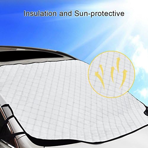 GoldFox Car Windshield Snow Cover &amp; Sun Shade Protector, Ice Removal Winter Summer Dust Frost Guard Protector Fits most Car, All Season Car Windshield Cover