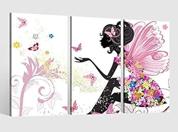 Amazon De Leinwandbild 3 Tlg Kinderzimmer Fee Prinzessin Kat2 Schmetterlinge Bild Leinwand Leinwandbilder Wandbild 9ab1617 3 Tlg Bxh 120x80cm 3stk 40x 80cm