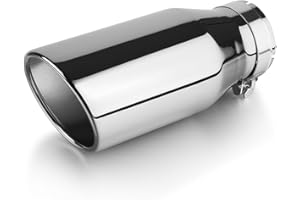 Autarboor 3.5 Inch Inlet Exhaust Tip,3.5" Inlet 5" Outlet 12" Overall Length,Chrome-Plated Exhaust Tip,Stainless Steel,Chrome Grey Exhaust Tip,Angle Cut,Clamp On