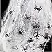 3 Pack Halloween Stretch Spider Webs, COOLWAS Indoor & Outdoor Spooky Spider Webbing with 50 Fake Spiders for Halloween Decorations