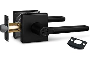 NEWBANG Bed/Bath Room Door Lever for Privacy Bathroom and Interior Door Door Lock Handle in Aged Matt Black, HD1601-DB-BK-1P