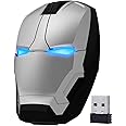 ECOiNVA Wireless Iron Man Mouse 2.4G Optical Computer Mouse for Desktop Laptop PC Mac (Silver)