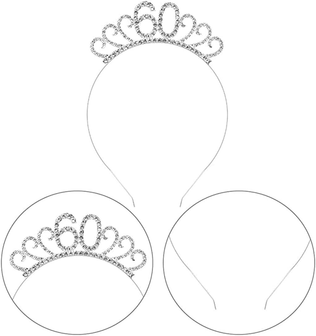 Fantasyon 60th Birthday Crown with Tiara, Crystal Rhinestone Tiara for 50th Birthday Gift Party Accessories - Image 4