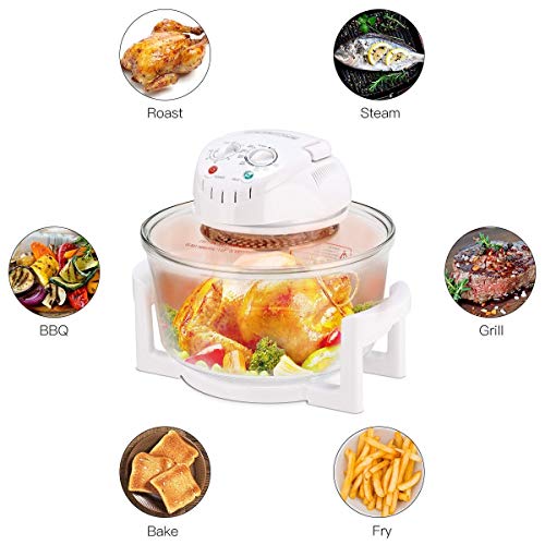 1300W Infrared Halogen Convection Turbo Oven Cooker Glass Bowl Tempered Heat Resistant Glass - Thumbnail 4