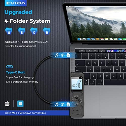 Portable voice recorder with 32GB storage, capable of recording up to 1536kbps for long hours.