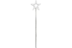 UOUYOO Silver 13 Inches Star Wand Angel Wand Sticks Princess Wand Fairy Wand Plating Wand Silver Star Wands for Halloween, Christmas, Thanksgiving, Holiday Shows