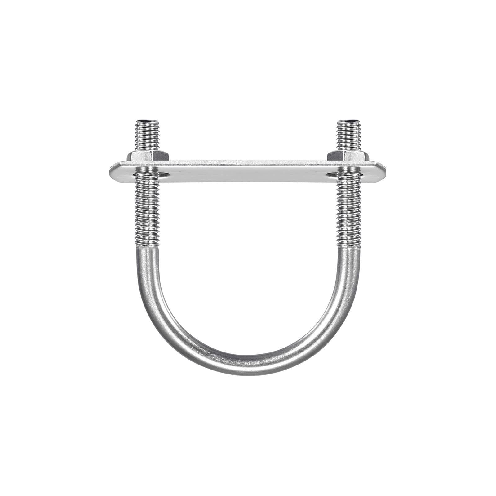 TOP-VIGOR 3 sets M6 Round U-Bolts, 38mm Inner Width 58mm Length 304 Stainless Steel U-Bolts with Nut, Plate for Building Installations Mechanical Parts Connection Cehicles Ships