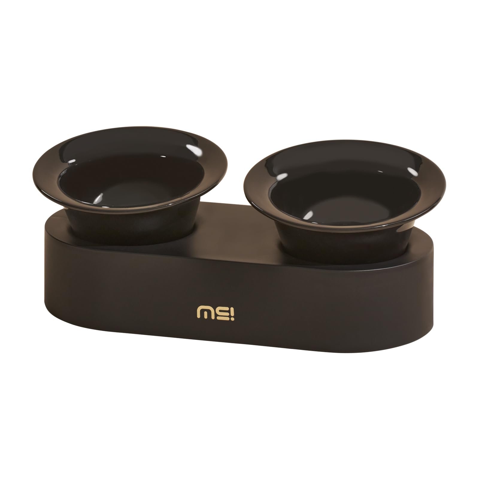Photo 1 of MS!MAKE SURE Raised Cat Bowls Set - Ceramic Dishes with Non-Slip Stand, 9° Tilted, Lead & Cadmium Free, for Small Dogs and Cats, 6.5" Wide - 2 x 320ML (10.8 oz), Black