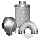 iPower 4 Inch 190 CFM Duct Inline Fan with 4" Carbon Filter 8 Feet Ducting Combo for Grow Tent Ventilation
