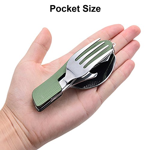 Lorencia Camping Eating Utensil Set Flatware 4 In 1 Fork Spoon Knife