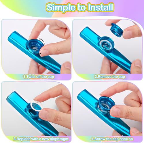 Kazoo 7 Piece Metal 15 Diaphragms ELEPRUC Aluminium Alloy Membrane Flute Musical Instruments