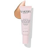 Nakery Full Coverage Foundation for Women - 5 in 1 Plumping Liquid Foundation Makeup - Serum Infused Makeup Foundation Smart Color Adapt with Niacinamide & Hyaluronic Acid for All Skin Types - Light