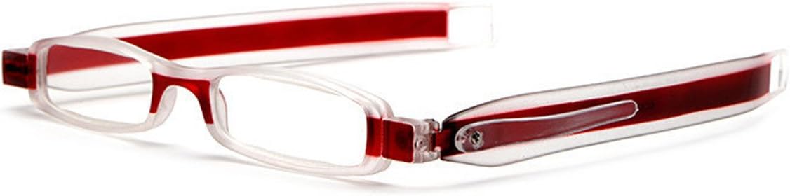 Lightweight Compact Reader Rectangular Reading Glasses Comfort Prescription Eyewear Reader w/Pen Clip Tube Case Laura Fairy (Red Frame, 3.0)