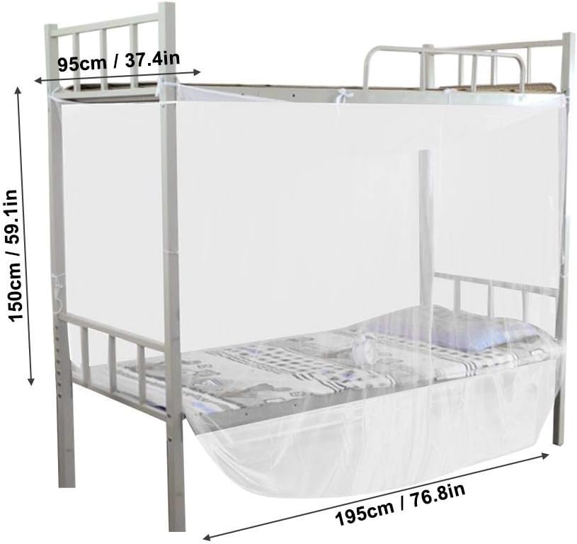 Wifehelper Mosquito Net, 4 Corner Post Bed Canopy Mosquito Net for Student Dormitory White Mosquito Netting (95x195x150cm) - Image 3