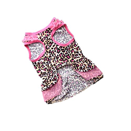 Fabal Summer Casual Pet Dog Clothes Puppy Apparel for Small Dogs Leopard Print (XS, Pink) - Thumbnail 4
