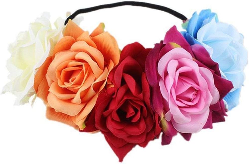 Flower Headband Rose Floral Hairband Wreath Crown Hawaiian Stretch