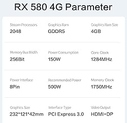 AMD RX 580 Graphics Card 4 GB GDDR5 Performance