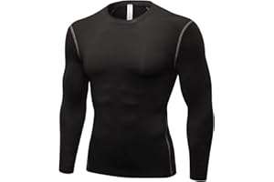 LEICHR Men's Athletic Compression Shirts Long Sleeve Qucik Dry Sports Crewneck Workout Running Tops Baselayer Gym Undershirt