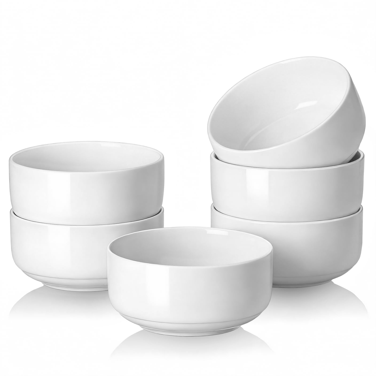 DOWAN Cereal Bowl, 650ml Ceramic Soup Bowls Set of 6 for Kitchen, Porcelain Bowls for Soup, Oatmeal, Rice, Ramen, Noodles, Fruit, Dishwasher Microwave Safe. Ø 13.3cm