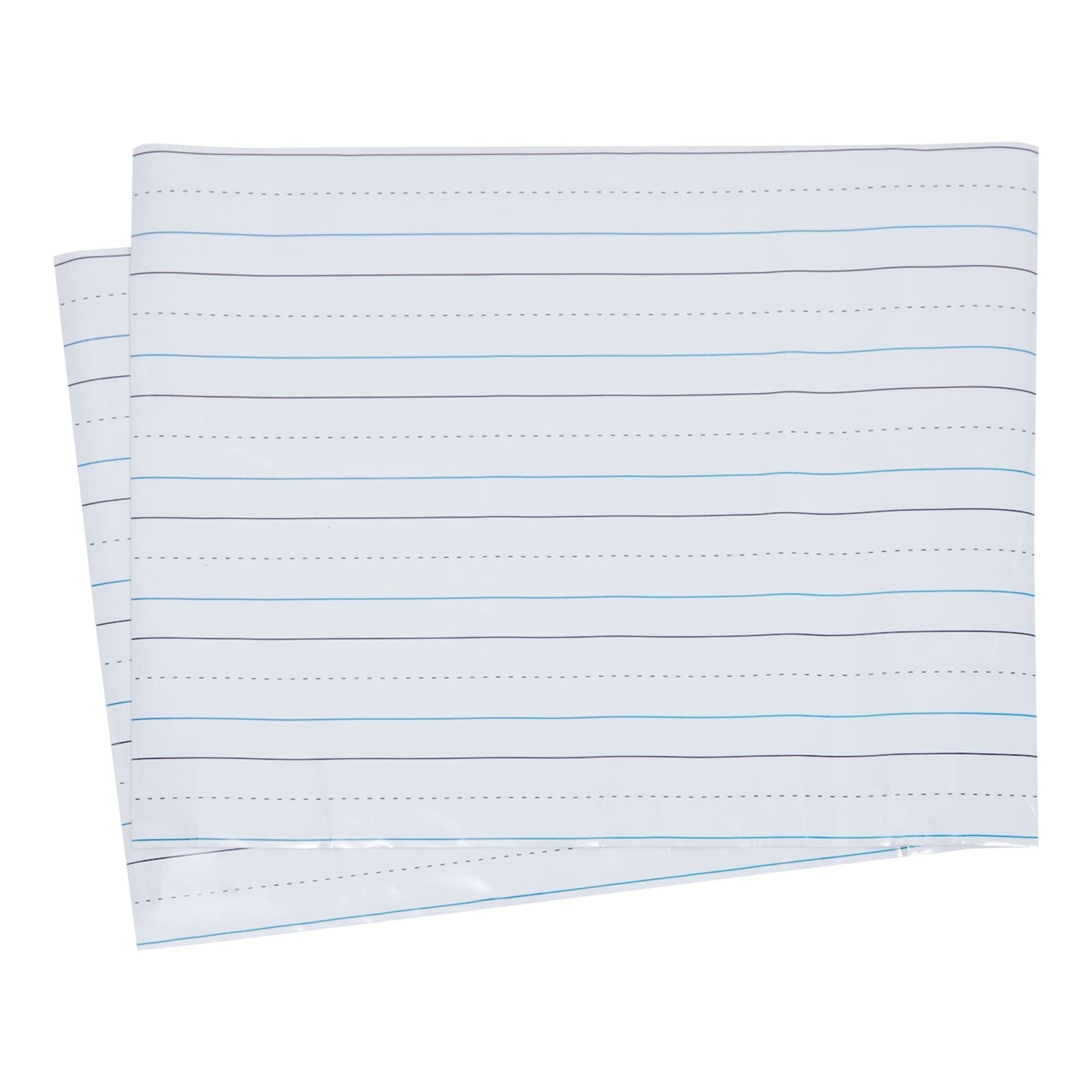 Photo 1 of 2 Pack Dry Erase Magnetic Notebook Paper for Classroom Whiteboard - Horizontal Large Lined Paper Sheets for Bulletin Board, Handwriting Sentence Strips (17 x 22 in)