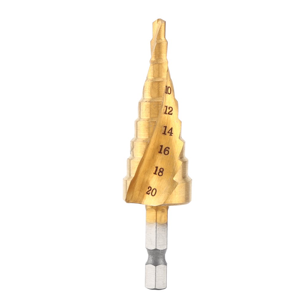 Step Drill Bits High Speed Steel Titanium Coated Step Drill Bit Power Drill Accessory Hex Shank Bits 4-20mm