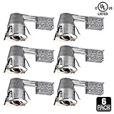 4-inch Remodel Recessed Can + Gimbal Trim Kit, UL-listed Air Tight & IC Housing Can, GU10 Socket Included, Satin Nickel Metal Trim, Decorative Recessed Retrofit Kit, 120V Line Voltage, Max 35W
