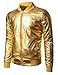 JOGAL Men's Metallic Party Costume Varsity Bomber Jacket Medium Gold