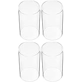 FOMIYES Transparent Glass Candle Lampshade Cylinder Windproof Candle Cover 4-Pack Clear Glass Chimney Tube for Home Decor Wedding and Holiday Table Centerpiece 4X4X2.4 Inches