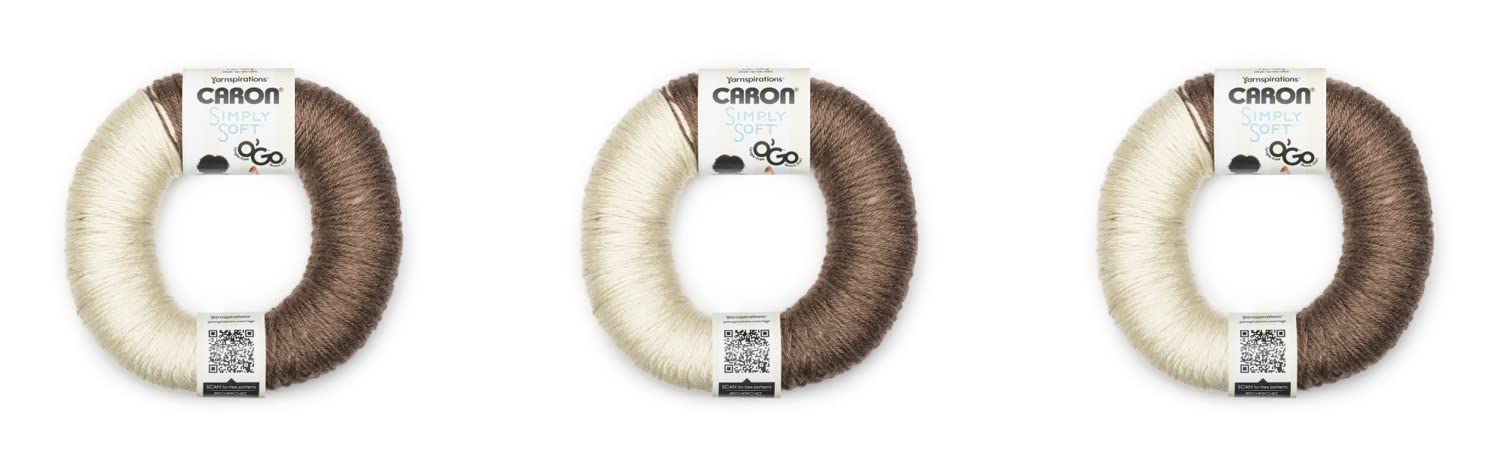 Caron Simply Soft O'Go - Pack of 3 - Almond/Off White