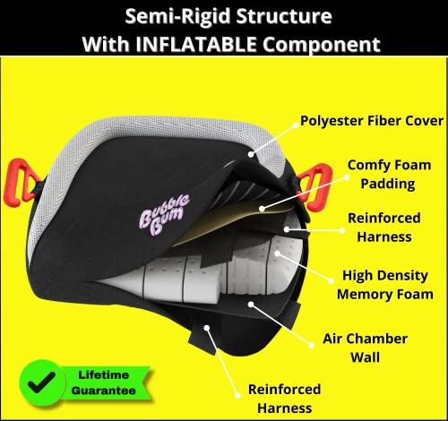 BubbleBum Inflatable Travel Booster Seat for Car, Portable Booster Seat for Car - Backless, Foldable & Narrow Slim Fit -Travel Car Seat for Kids 40-100 lbs - Black