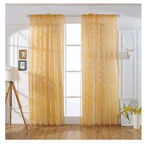 Promisen Christmas Curtains,1PCS Modern Christmas Window Snowflake Voile Drape Valance Curtains for Dining Room,Living Room,Bedroom,100cm x 200cm (Gold)