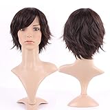 Heat Resistant Synthetic Wig Japanese Kanekalon Fiber 15 Styles Full Wig with Bangs Short Hair Full Head 5'' / 5 inch for Women Girls Lady Fashion and Beauty,#2 Dark brown
