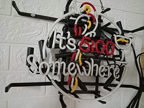 LDGJ Neon Signs for Wall Decor Handmade Sign Home It's 5 :00 S omewhere Parrot Custom Beer Bar Pub Recreation Room Lights Windows Glass Party