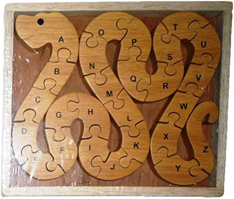 Snake Wooden Jigsaw Puzzle Toy Montessori Toys for Kids with Wooden Frame Box