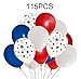 Moon Boat Patriotic Decorations Star Latex Balloons - Red Blue White - Fourth of July Party Supplies(115Ct) primary