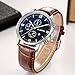 Yunanwa Mens Analog Quartz Watches Date Casual Classic Business Water Resistant Leather Wrist Band Watch (Brown + Black Face)