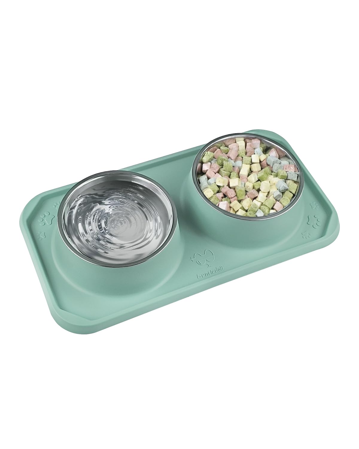 Photo 1 of Gentledog Cat Bowls for Food and Water, Upgrade Cat Food Bowls for Indoor Cats, Premium Removable Stainless Steel Double Bowls with Silicone Anti-Slip Pads, Water Bowl for Cats and Dog (Blue)
