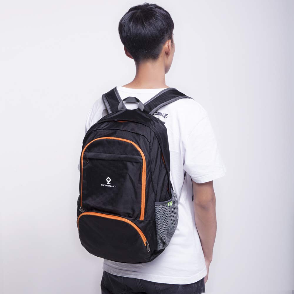 Lightweight Packable Backpack Water Resistant Hiking Daypack 25L - Foldable Camping Outdoor Bag(Black)