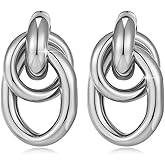 Geometric Drop Dangle Earrings for Women,Long Link Dangle Earrings Chunky Knot Earrings Statement Jewelry