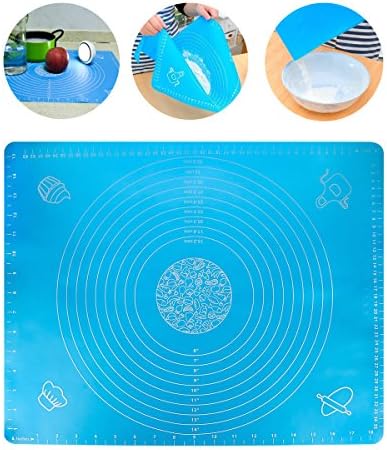 Foonii Extra Large Multipurpose Silicone Nonstick Baking Mat, Pastry Mat, Heat Resistant Nonskid Table Mat, 19.6" 15,7" (Blue)