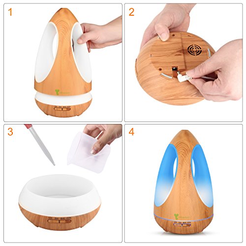 Diffuserlove Diffuser 550ML Three-sided Lamps Essential Oil Diffuser Ultrasonic Cool Mist Humidifier, 7 Color LED Lights, Waterless Auto Shut-off for Home Baby Room Office Yoga Kitchen