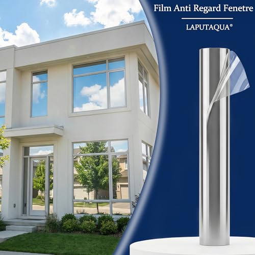 Anti-Glare Window Film Anti Heat Blackout Window Film Tain-Free Anti UV Mirror Film for Home Office Bedroom 40 x 200 cm Silver (Static Adhesive), 60 x 200 cm