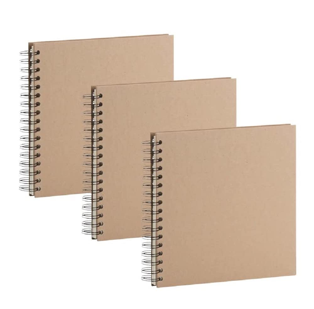 Rössler S.O.H.O Wire-O 1329452626-3 Photo Album 230 x 230 mm 60 Off-White Pages Kraft Spiral Book for DIY