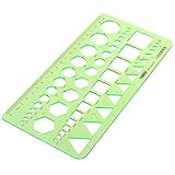 Master Template Plastic Geometric Ruler with 4 designs, 8.6 X 4.2 Inch, Green