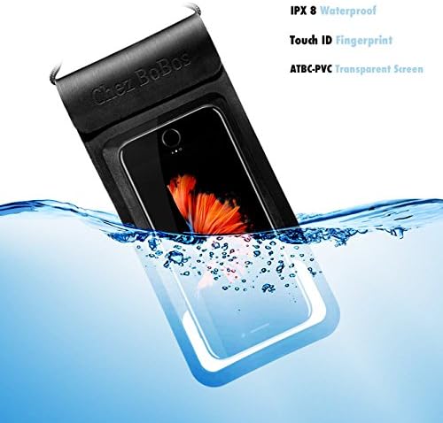 Chez BoBos Universal Waterproof Cellphone Cases PVC Phone Pouch Dry Bag IPX8 for Devices Up to 6" iPhone X, Samsung S9+/S9/S8+/S8, Google Pixel, HTC, LG, Huawei (Black)