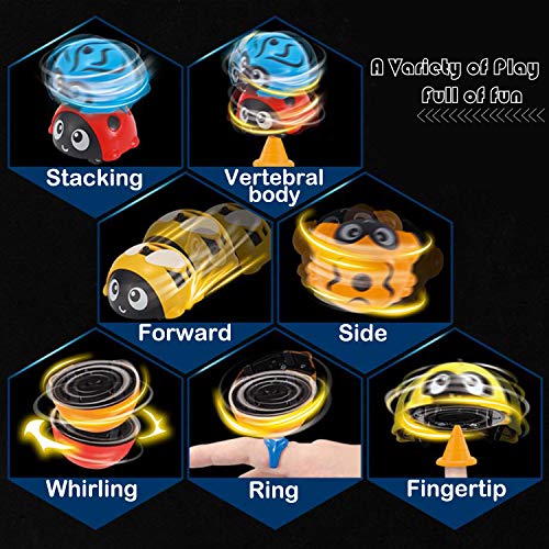 Rancco Kids Spinning Top Car Inertia Vehicles, 4 Pcs Mini Friction Powered Cars Battle Gyro Cars Spinning Top, Various Game Methods