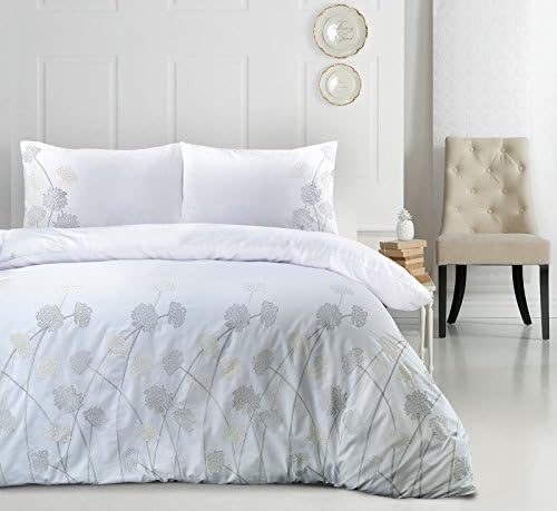Nimsay Home Janet Floral Embroidered 180 Thread 100% Cotton Percale Bedding Set (Single Duvet Cover Set)