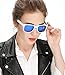 corciova Reflective Revo Large Horn Rimmed Style Uv400 Wayfarer Sunglasses Matte White Frame Blue Mirror Lens