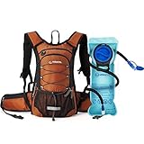 MIRACOL Hydration Backpack with 2L BPA Free Water Bladder, Thermal Insulation Pack Keeps Liquid Cool up to 4 Hours, Perfect Outdoor Gear for Hiking, Cycling, Camping, Running （Dark Orange）